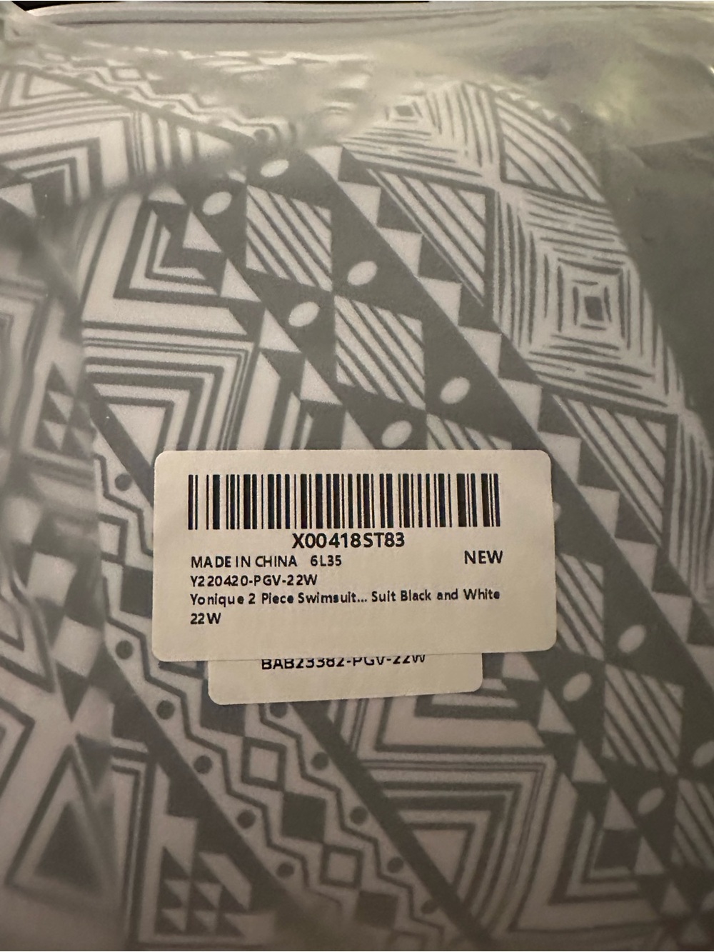 Younique Black and White Geometric Two-Piece Swim Set - Picture 6 of 6